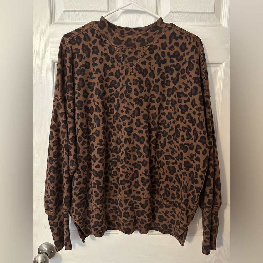 Abercrombie Leopard Crewneck Balloon Sleeve Sweatshirt